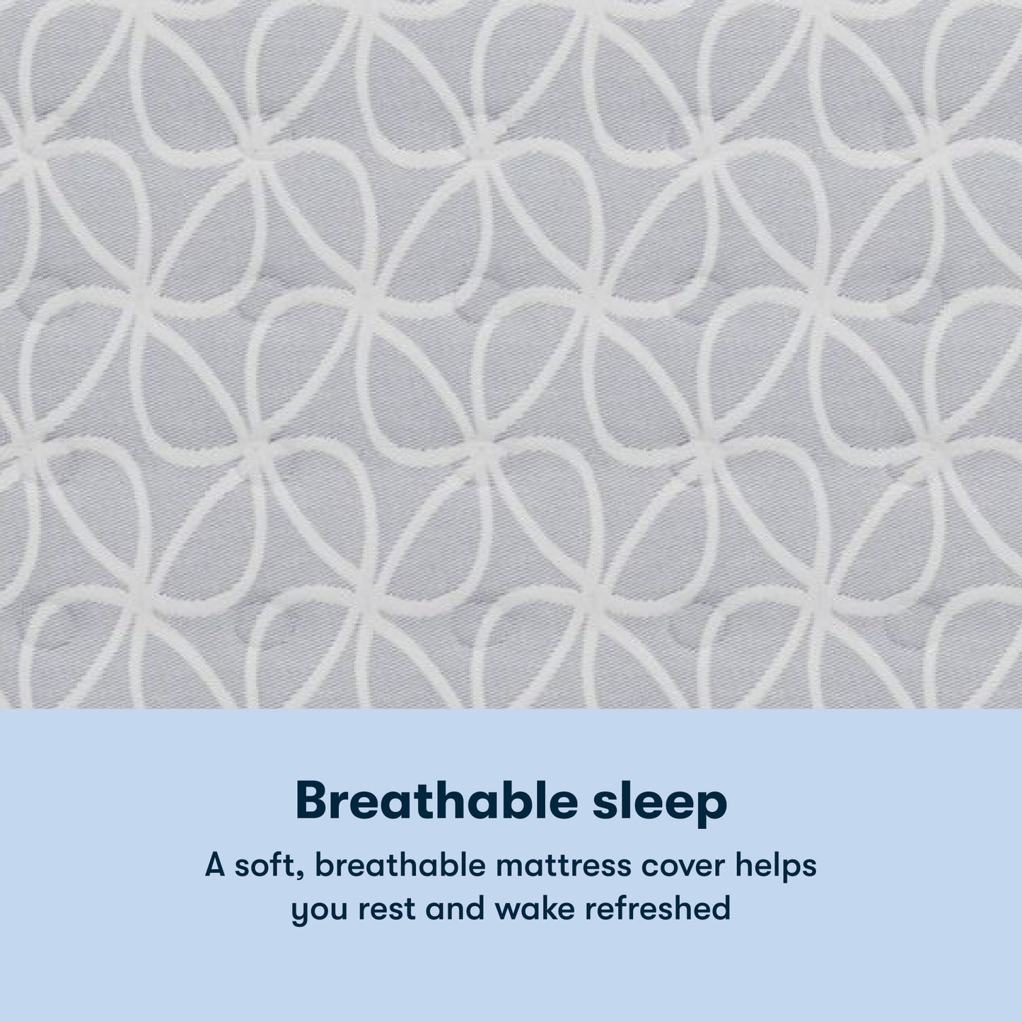 Serta Classic Clarks Hill Plush Pillow Top mattress with a chart underneath the image stating Breathable sleep. A soft, breathable mattress cover helps you rest and wake refreshed.
