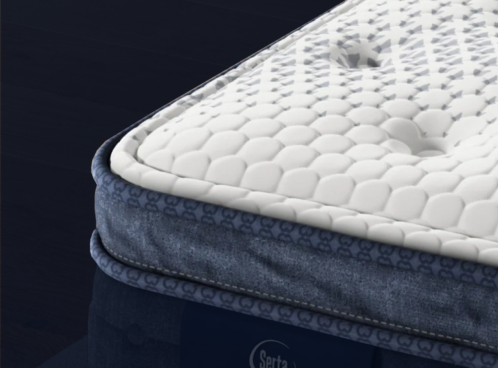 Close up image of the pillow top of a mattress