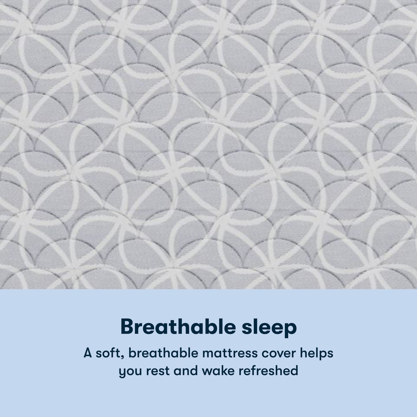 Text on a textured fabric background with 'Breathable sleep' and Serta Classic Clarks Hill Mattress description.