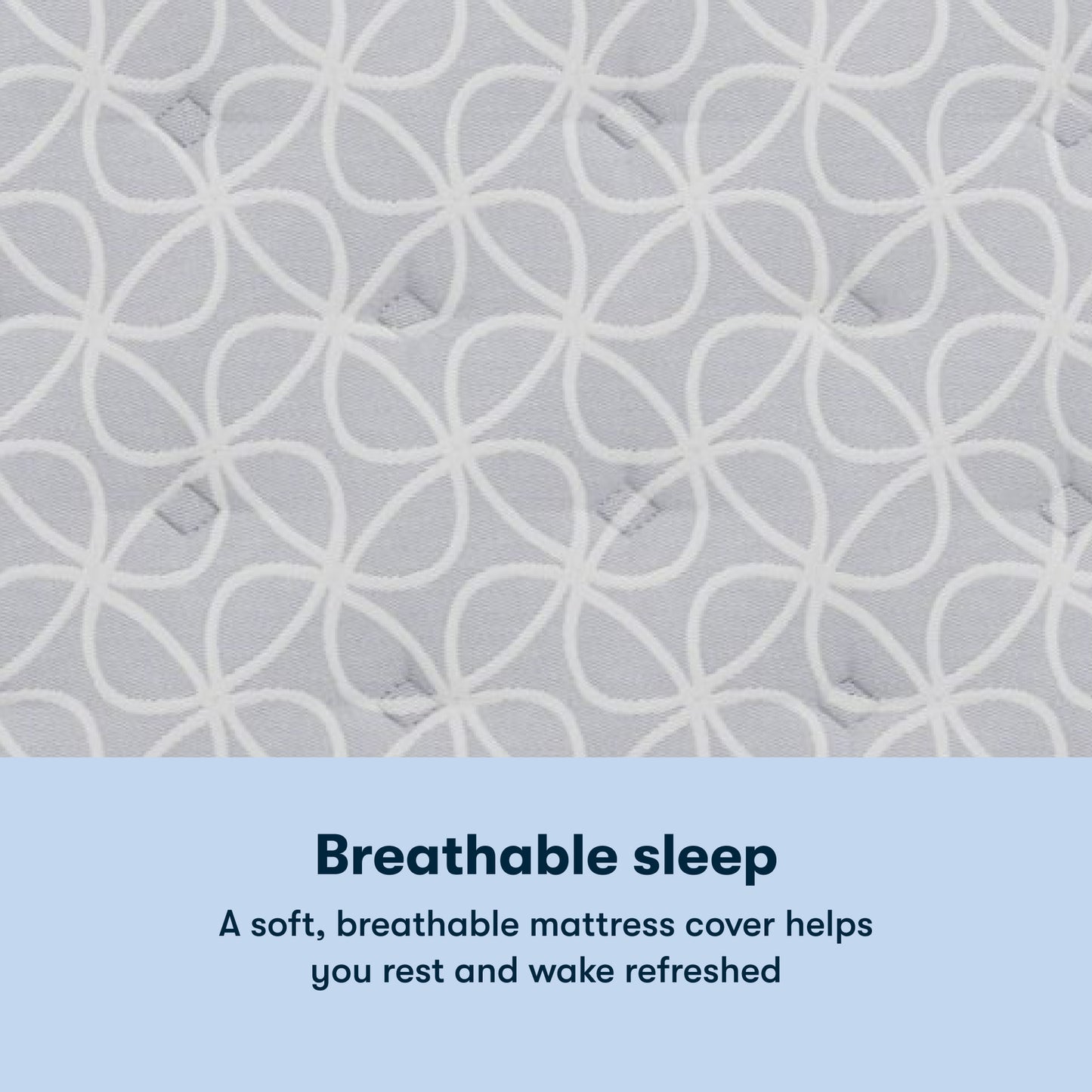 Serta Classic Clarks Hill Plush mattress with a chart underneath the image stating Breathable sleep. A soft, breathable mattress cover helps you rest and wake refreshed.