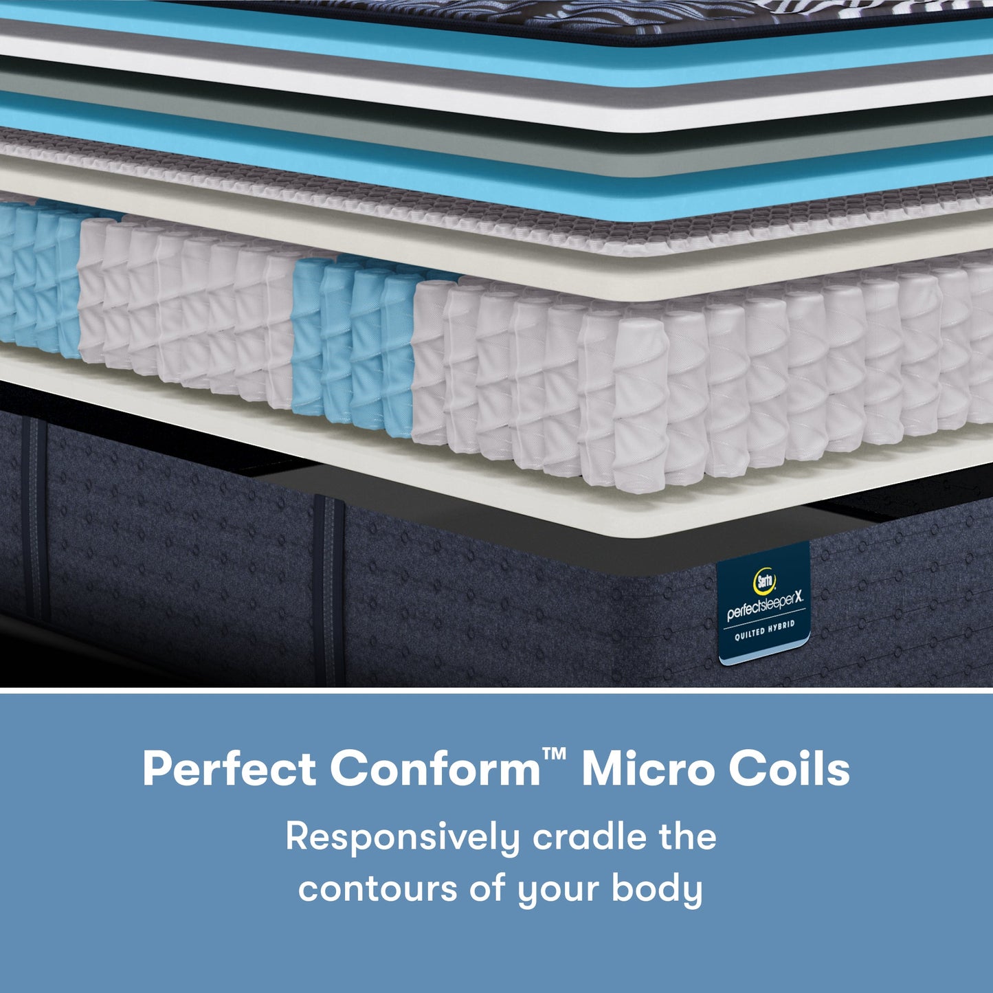 Inside look the Micro Coils of a Perfect Sleeper X Quilted Hybrid Max Firm Pillow Top Mattress || feel: Firm Pillow Top || level: Level 2
