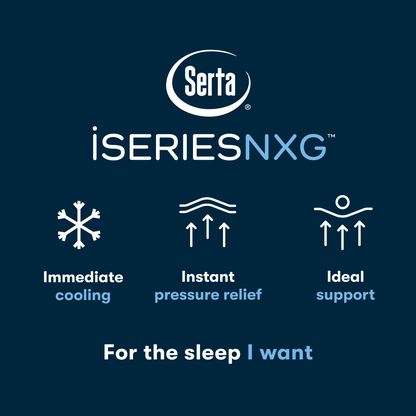 Serta iSeries NXG mattress features on a dark blue background
